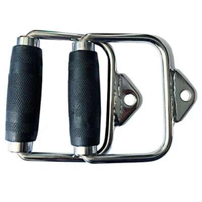 Image of Deluxe LAT Pull Down Bar Strength Training Double D Handle Tricep V Shaped Press with Rubber (Single X 2)