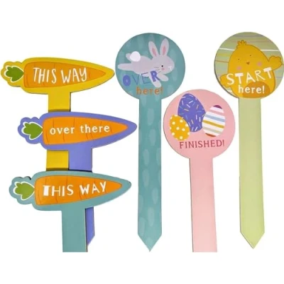 Image of YLAB Easter Egg Hunt Sign Kit 6 Wooden Signs
