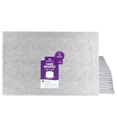Image of Culpitt 14&quot; x 10&quot; Oblong Cake Boards, 3mm Hardboard Cards for Celebration Cakes, Birthday Treats, Tray Bakes, Cupcakes, and More! Strong, Rectangular, Pack of 10