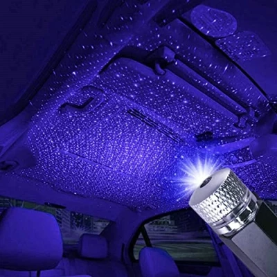 Image of HULIN USB Star Projector Night Light, Car LED Atmosphere Lights Portable Adjustable Romantic Light Decor for Bedroom Party Interior Ceiling, Plug and Play (Blue)