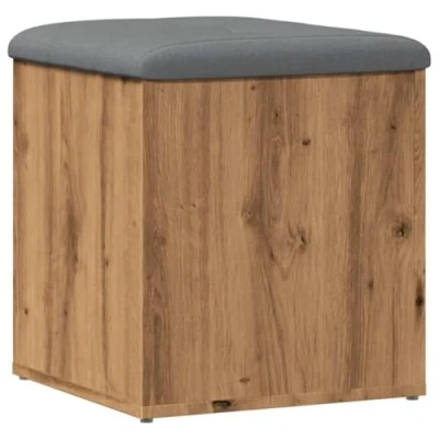 Image of vidaXL storage bench artisan oak seating &amp; 42x42x45 cm engineered wood hallway/living room use