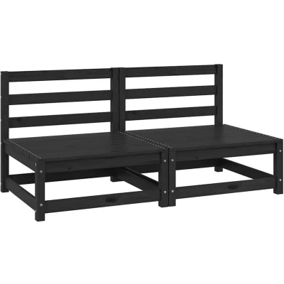 Image of vidaXL Garden Middle Sofas 2 pcs Black Solid Wood Pine