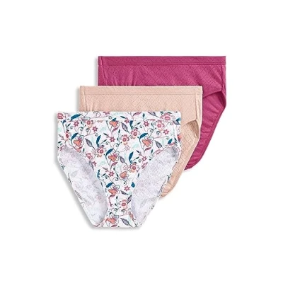 Image of Jockey Women&#039;s Underwear Plus Size Elance Hipster 3 Pack, Soft Rose/Bohemian Meadow Aqua Rose Print/Coral Mist, 8