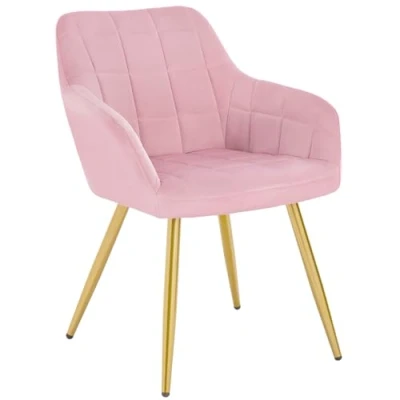 Image of WOLTU 1 X Kitchen Dining chair Pink/Golden with arms and backrest,Living Room for bedroom Velvet,BH232rs