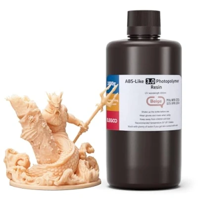 Image of ELEGOO ABS Like 3D Printer Upgraded Resin 3.0 Beige 1000g, 405nm UV Curing Photopolymer for LCD Printing