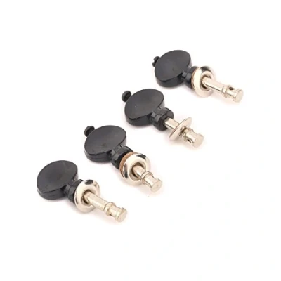 Image of Musiclily Ukulele Tuning Pegs Keys Machine Heads Tuners, Chrome with Black Button(Set of 4)