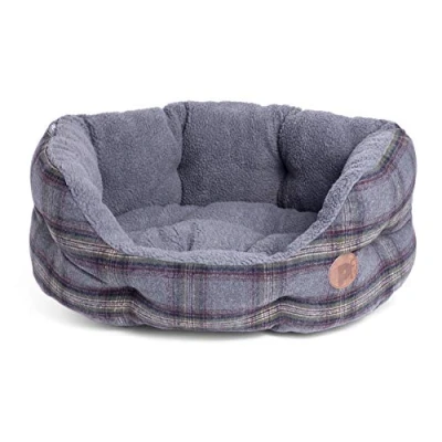 Image of Petface Grey Tweed Oval Dog Bed, Large