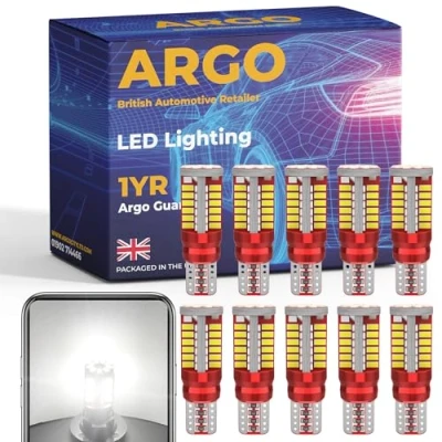 Image of Argo 10 Pcs 501 Led Bulbs T10 57 Smd Xenon White Car Light Interior Upgrade Number Plate Map Dome Courtesy Van Capless Wedge 194 168 W5w Bulb Side 12v