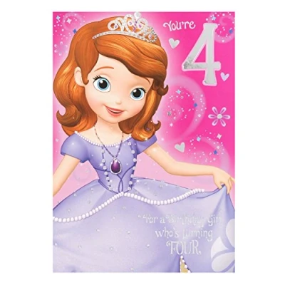 Image of Hallmark Disney 4th Birthday Card Treats and Fun Medium [Old Model]