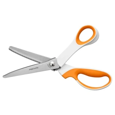 Image of Fiskars 24cm Pinking Shears High Grade Stainless Steel Blades, for Sewing &amp; Fabric, Softgrip™ Handles