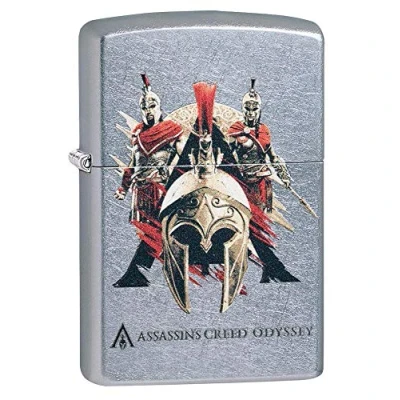 Image of Zippo Assassin&#039;s Creed Odyssey Street Chrome Colour Image Windproof Lighter Refillable in Quality Gift Box 49084