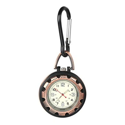 Image of JewelryWe Men Women Clip on Quarzt Watch Backpack Fob Belt Night Light Pocket for Rock Climbing Doctors Nurses Outdoor Activities