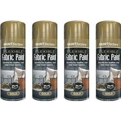Image of HL 4 x Gold Spray Paint Fabric Leather Art Vinyl &amp; Crafts Flexible 200ml