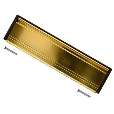 Image of TERF® 300mm Double Side Letter Plate Gold (12&#039;&#039;) Draught Excluder Postal Box Cover Spring Loaded Suitable for 20mm 40mm Door Thickness uPVC Wood with Fixing Screw