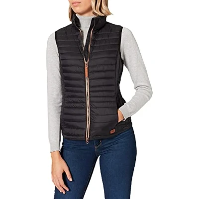 Image of camel active Women&#039;s Short Lightweight Quilted Vest with Elastic Cuffs, Black, 40