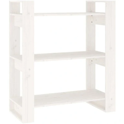 Image of vidaXL Book Cabinet/Room Divider White 80x35x91 cm Solid Wood Pine