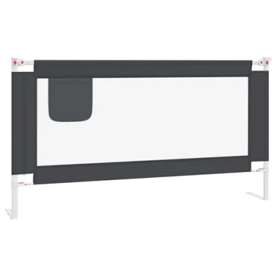 Image of vidaXL Toddler Safety Bed Rail Adjustable Height, Fits 3 25 cm Mattresses, Easy Assembly, Sturdy &amp; Lightweight, Dark Grey, 160x25 Size
