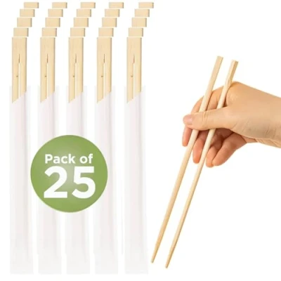 Image of H&amp;Co Bamboo Chopsticks, Biodegradable, Disposable, 21 cm, 25 Pairs
