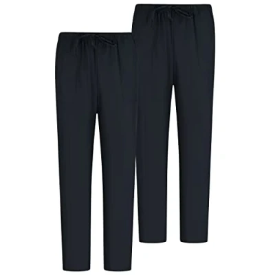 Image of MISEMIYA Set of 2 Uniforms Medical Scrub Pants Unisex Hospital Uniform Trousers Ref.8312 Large, Black 68