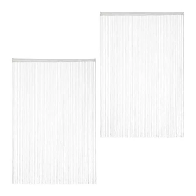 Image of Relaxdays White String Curtains Set of 2, Can be Shortened, with Eyelet Top for Windows &amp; Doors, Fly Screen, 145x245cm
