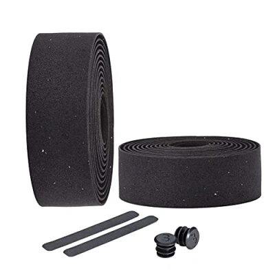 Image of BBB Cycling Bike Handlebar Tape Road Foam Grip Includes Plugs RaceRibbon BHT 01, Black Cork