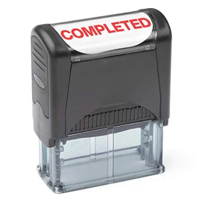 Image of Self Inking Rubber Stamp, Refillable Red Ink Preinstalled (9/16&quot; x 1 1/2&quot;) (Completed)