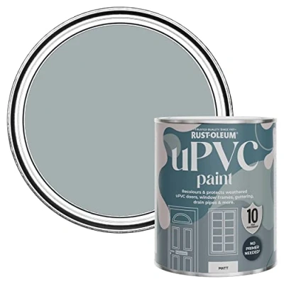 Image of Rust Oleum Grey uPVC Door and Window Paint in Matt Finish Mineral 750ml