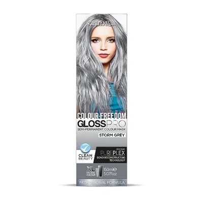 Image of Colour Freedom Gloss Pro 150ml Storm Grey Semi Permanent Hair Ultra Vibrant Vegan Mask with PurePlex Ammonia Free Lasts Up To 6 10 Washes