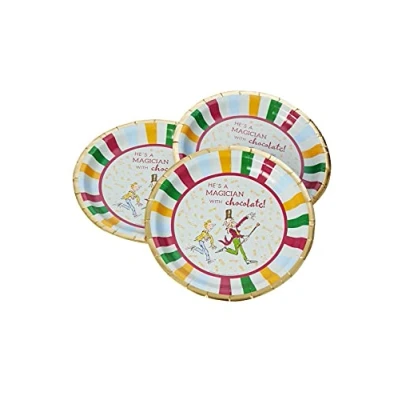 Image of Smiffys Roald Dahl Tableware Party Plates x8 22cm diameter, Officially Licensed Fancy Dress, Child Dress Up Goods