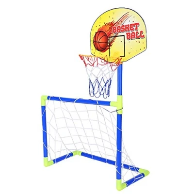 Image of VGEBY Football Basketball Toy Set, 2 In 1 Soccer Goal and Stands Set for Kids Children Other Children&#039;S Outdoor Toys