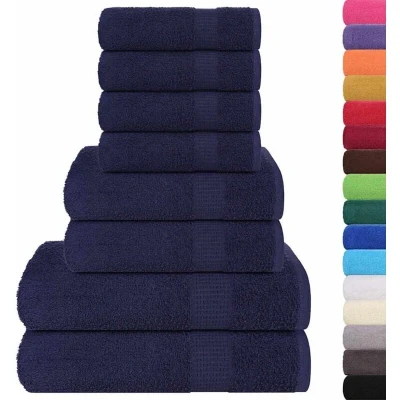 Image of vidaXL 8 Piece Towel Set Navy Blue 360 gsm 100% Cotton