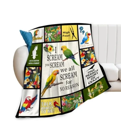 Image of Parrot Blanket Soft Cozy Bird Throw Gift for Women Girls Super Plush Warm Stuff Lightweight Fleece Flannel Blankets Kids Adults 50&quot;X40&quot;