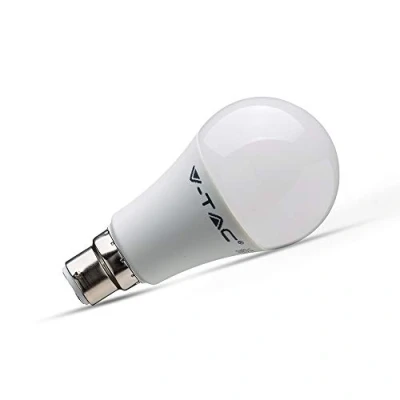 Image of V TAC 9W Energy Saving A60 LED Light Bulb 60W Equivalent B22 BC (Bayonet Cap) 6400K White Non Dimmable, VT 2189