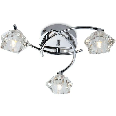Image of Clara 3 Light Flush Multi Arm Ceiling Chrome, Clear Glass, G9