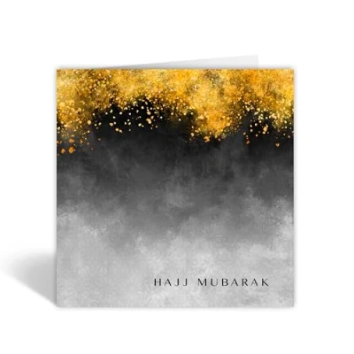 Image of Hajj Mubarak Card, Islamic Cards, Muslim Eid Cards Black and Gold