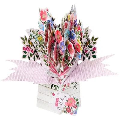 Image of Happy Birthday Bouquet Of Flowers Pop Up Greeting Card 3D Cards