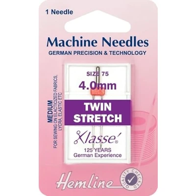 Image of Hemline Sewing Machine Needles Stretch Twin Size 75/11 4mm
