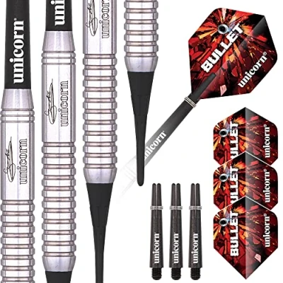 Image of Unicorn Soft Tip Darts Set Gary &#039;The Flying Scotsman&#039; Anderson Bullet Natural Stainless Steel Barrels 19 g