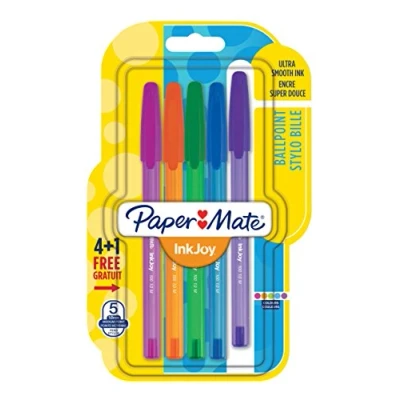 Image of Papermate InkJoy 100 Cap 1.0 mm Medium Tip Capped Ball Pen Assorted Fun Colours (Pack of 4 Plus 1)