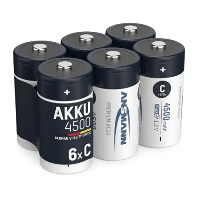 Image of ANSMANN C Size Batteries [Pack of 4] Long Lasting Precharged Rechargeable Type 4500 mAh NiMH MaxE Pro Battery For Flashlights, Operating Machines, Toys, LED Torch Lights