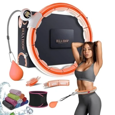 Image of Smart Weighted Hula Hoop For Adults, Detachable Fitness Ring With 360 Degree Auto Spinning Ball Massage, Hoops Equipment Weight Loss (Orange)