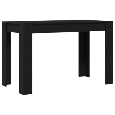 Image of vidaXL Black Oak Dining Table 120x60x76 cm Engineered Wood Modern Rectangular Kitchen/Dining Room Furniture