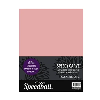 Image of Speedball 9&quot; x 11.75&quot; Speedy Carve Block Pink, For Printing, Stampers, Carving, Lino Blocks, Craft Art Tools Tool Kit