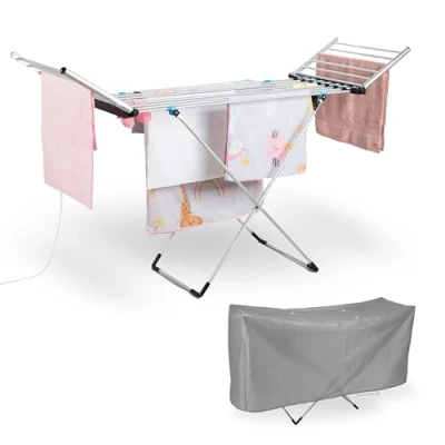 Image of Minky SureDri XL Winged Heated Clothes Airer with Cover, Drying Racks, Indoor Airer, Foldable, Winged, Low Running Costs,15m Space, 20KG Weight Capacity, 185 x 108 54cm