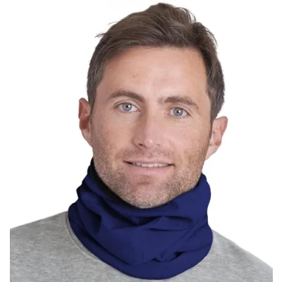 Image of Tough Headwear Winter Neck Gaiters For Men &amp; Women Fleece Gaiter Snood Warmer Snoods Mens and Womens Ski Scarf Reversible Navy Blue