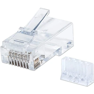 Image of Intellinet RJ45 Modular Plugs, Cat6, UTP, 3 prong, for solid wire, 15 µ gold plated contacts, 90 pack