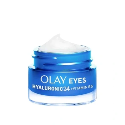 Image of Olay Hyaluronic Acid Eye Cream, Skincare with Niacinamide 99% Purity And Vitamin B5 (Panthenol). Hydrating Skin Care 3 Actions: Plumps, Smooths, Hydrates. Non Greasy, Sticky, 15ml