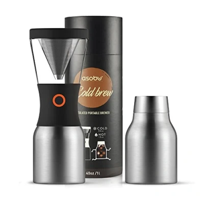 Image of Asobu Coldbrew Portable Cold Brew Coffee Maker with a Vacuum Insulated 40oz Stainless Steel 18/8