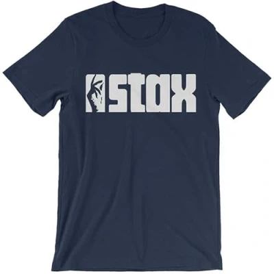 Image of STAX Records Logo Men T Shirt Funk Soul Music Label Tee Navy XXL