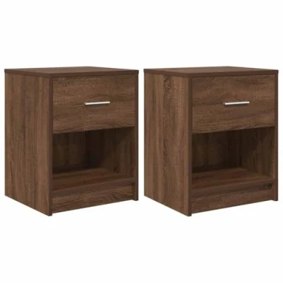 Image of vidaXL bedside cabinets with drawers 2 pcs brown oak ideal for bedroom storage engineered wood 40 x 34 50 cm night stand